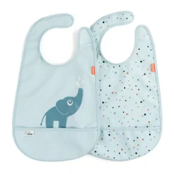 Clearance Done by deer Baberos con velcro Elphee 2-pack, Blue Azul