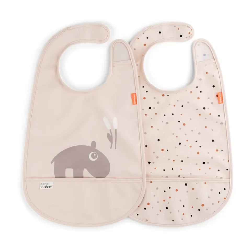 Clearance Done by deer Baberos con velcro Ozzo 2-pack, Powder Beige