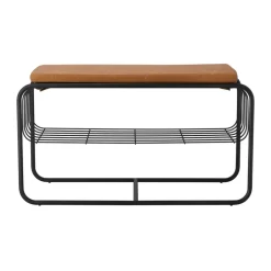 Scandi Living Banco/estante zapatero Nod 80x36x42 cm, Black Negro