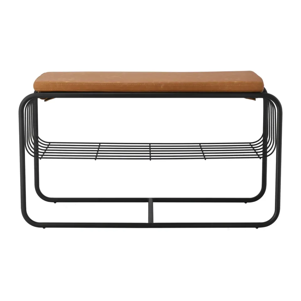 Scandi Living Banco/estante zapatero Nod 80x36x42 cm, Black Negro