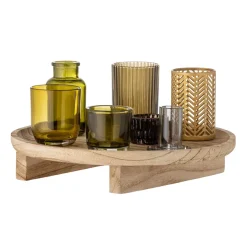 Sale Bloomingville Bandeja con portavelas Sanga 8 piezas, Natural- Multi
