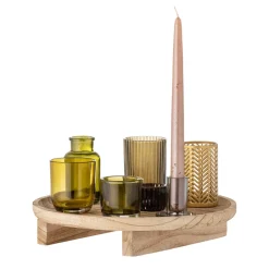 Sale Bloomingville Bandeja con portavelas Sanga 8 piezas, Natural- Multi