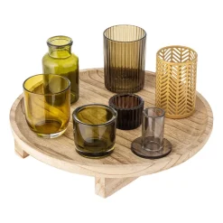Sale Bloomingville Bandeja con portavelas Sanga 8 piezas, Natural- Multi