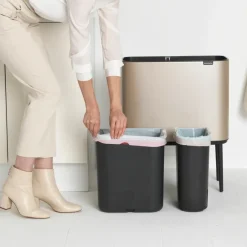 Best Brabantia Bo Touch Bin 11+23 L, Metallic Gold BeigeNegro