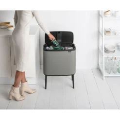 Best Brabantia Bo Touch Bin 11+23 L, Mineral concrete grey Gris