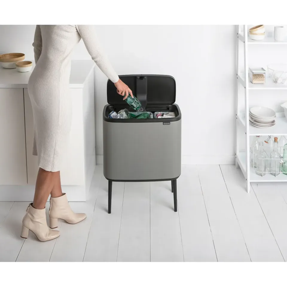 Best Brabantia Bo Touch Bin 11+23 L, Mineral concrete grey Gris
