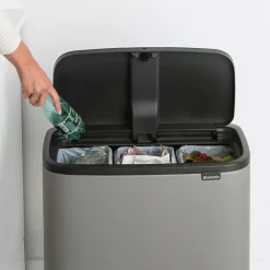 Hot Brabantia Bo Touch Bin 3 x 11 L, Mineral concrete grey Gris