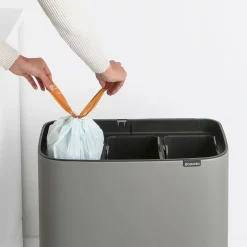 Hot Brabantia Bo Touch Bin 3 x 11 L, Mineral concrete grey Gris