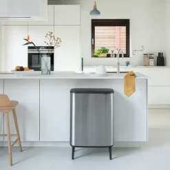 Best Brabantia Bo touch bin high 60 L, acero cepillado mate Plateado