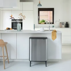 Brabantia Bo touch bin high 2x30 L, acero cepillado mate Plateado