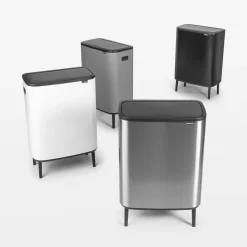 Brabantia Bo touch bin high 2x30 L, acero cepillado mate Plateado