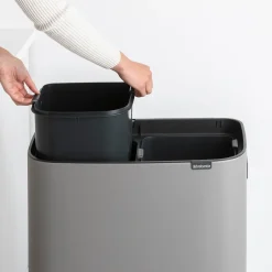 New Brabantia Bo touch bin high 2x30 L, Mineral concrete grey Gris