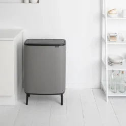 New Brabantia Bo touch bin high 2x30 L, Mineral concrete grey Gris