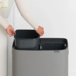 Brabantia Bo touch bin 2x30 L, Mineral concrete grey Gris
