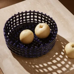 Outlet Ferm Living Bol Ceramic trenzado, Blue Azul