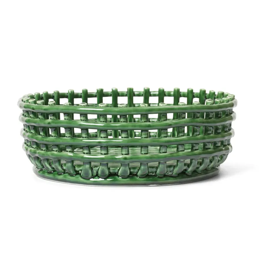 Outlet Ferm Living Bol Ceramic trenzado, Emerald Green Verde