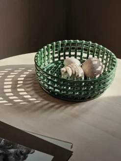 Outlet Ferm Living Bol Ceramic trenzado, Emerald Green Verde