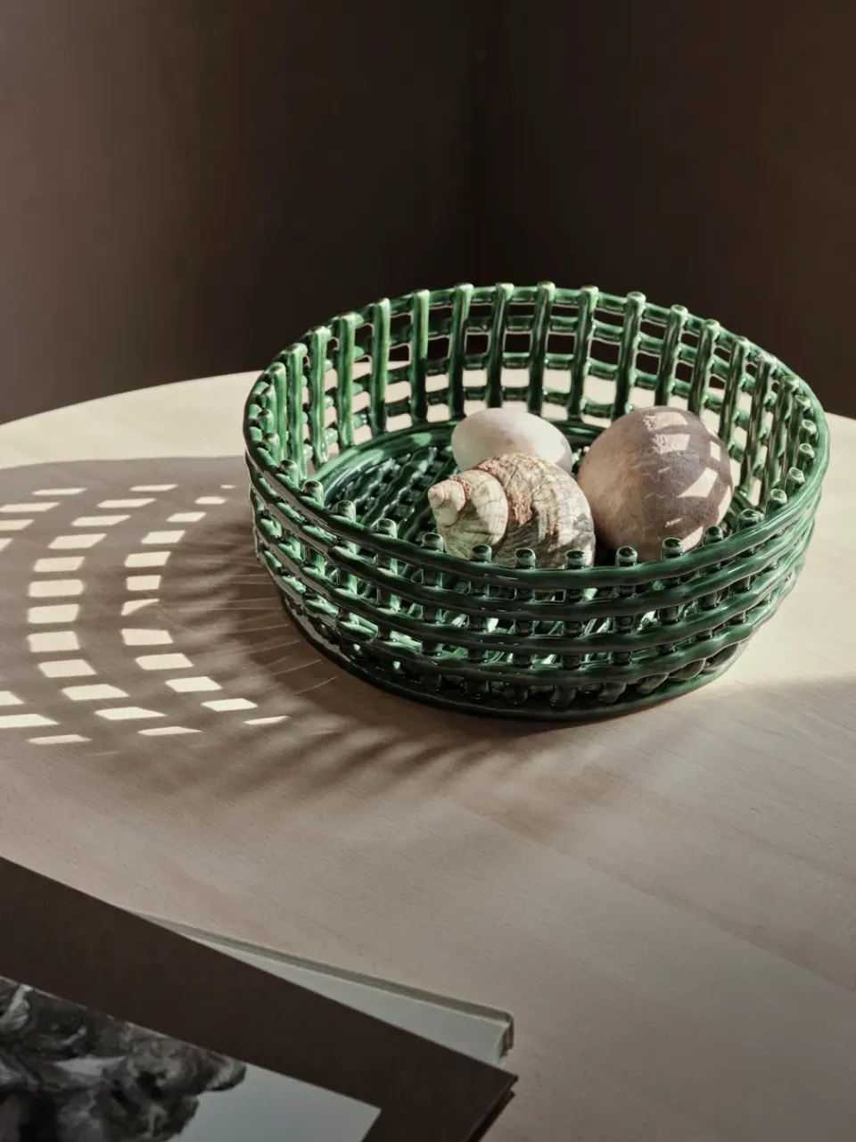 Outlet Ferm Living Bol Ceramic trenzado, Emerald Green Verde