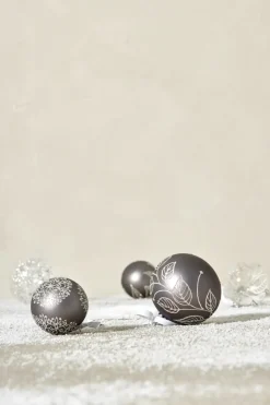 Sale Lene Bjerre Bola de Navidad Cadelia Ø6 cm, oscuro, copo de nieve Gris