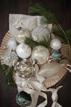 Online Lene Bjerre Bola de Navidad Norille Ø11 cm, Off white, acanalado Blanco
