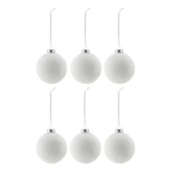 Scandi Living Bolas de Navidad Snowing 6 unidades, Blanco