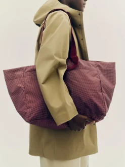 Outlet HAY Bolsa Grid Weekend Bag, Burgundy, large Rojo