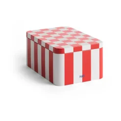 Hot HAY Bote Tin Container small, Red-off white Multi