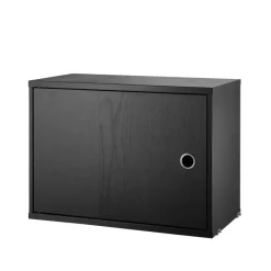Outlet String Cabinet con puerta batiente , Fresno teñido de , 58x30 cm Negro