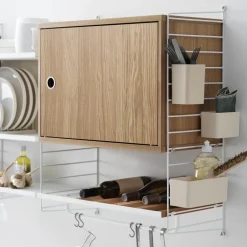 Outlet String Cabinet con puerta batiente , Fresno teñido de , 58x30 cm Negro