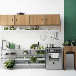 Outlet String Cabinet con puerta batiente , Fresno teñido de , 58x30 cm Negro