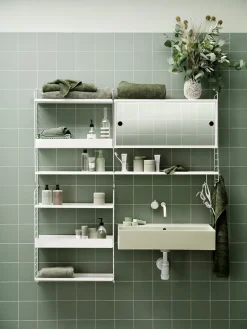 Discount String Cabinet con puertas correderas , , puertas correderas de espejo, 78x20 cm Blanco