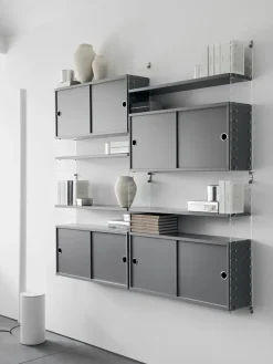 New String Cabinet con puertas correderas , Roble, 78x20 cm Beige