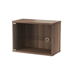 Sale String Cabinet vitrina con puertas correderas de cristal , Nogal, 58x30 cm Marrón