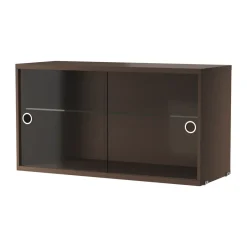 Outlet String Cabinet vitrina con puertas correderas de cristal , Roble oscuro, 78×30 cm Marrón