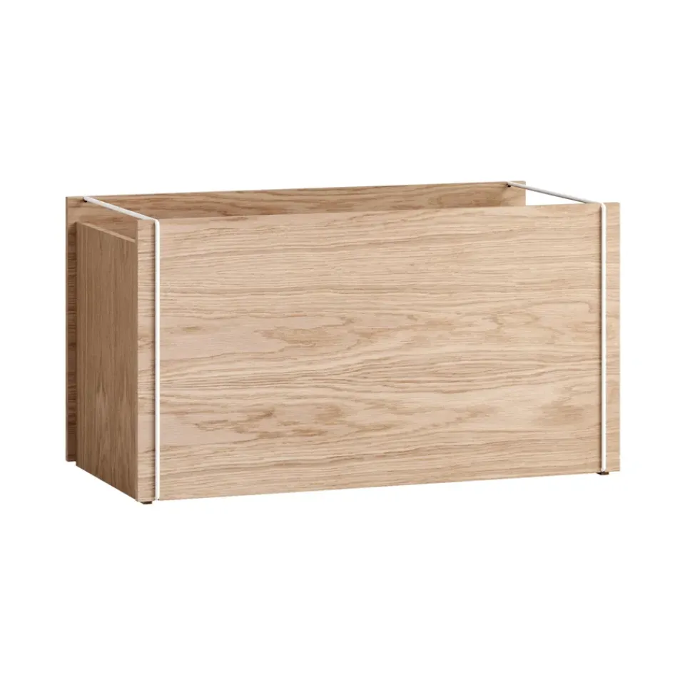 Discount MOEBE Caja de almacenaje de roble 33x60 cm, Wood, white MarrónBlanco