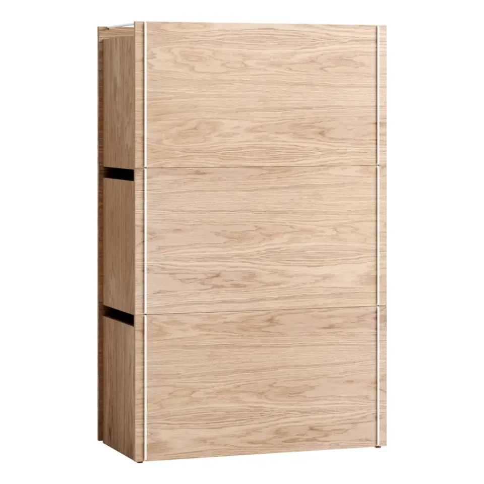Discount MOEBE Caja de almacenaje de roble 33x60 cm, Wood, white MarrónBlanco