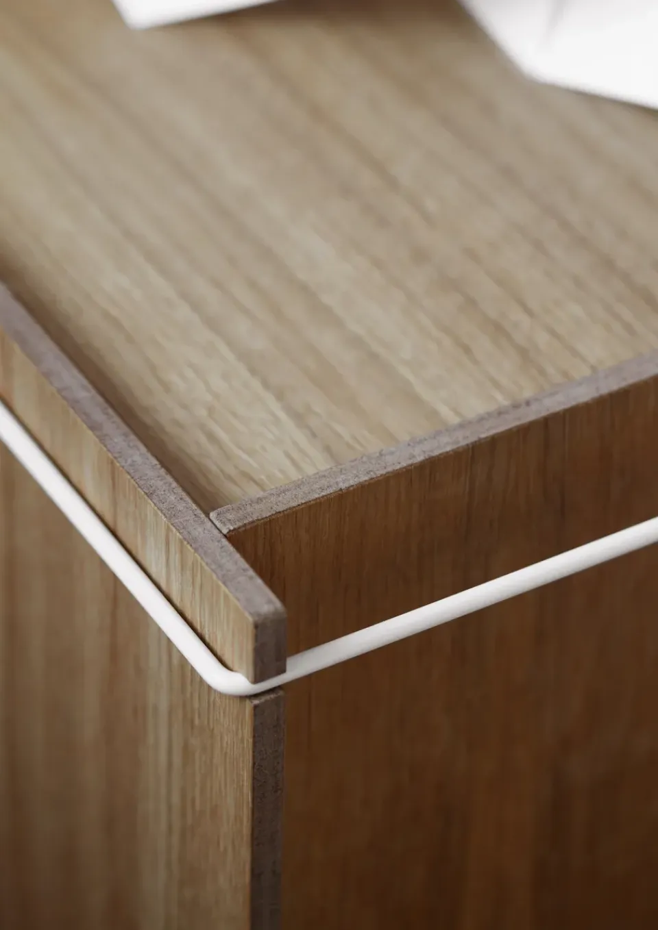 Discount MOEBE Caja de almacenaje de roble 33x60 cm, Wood, white MarrónBlanco