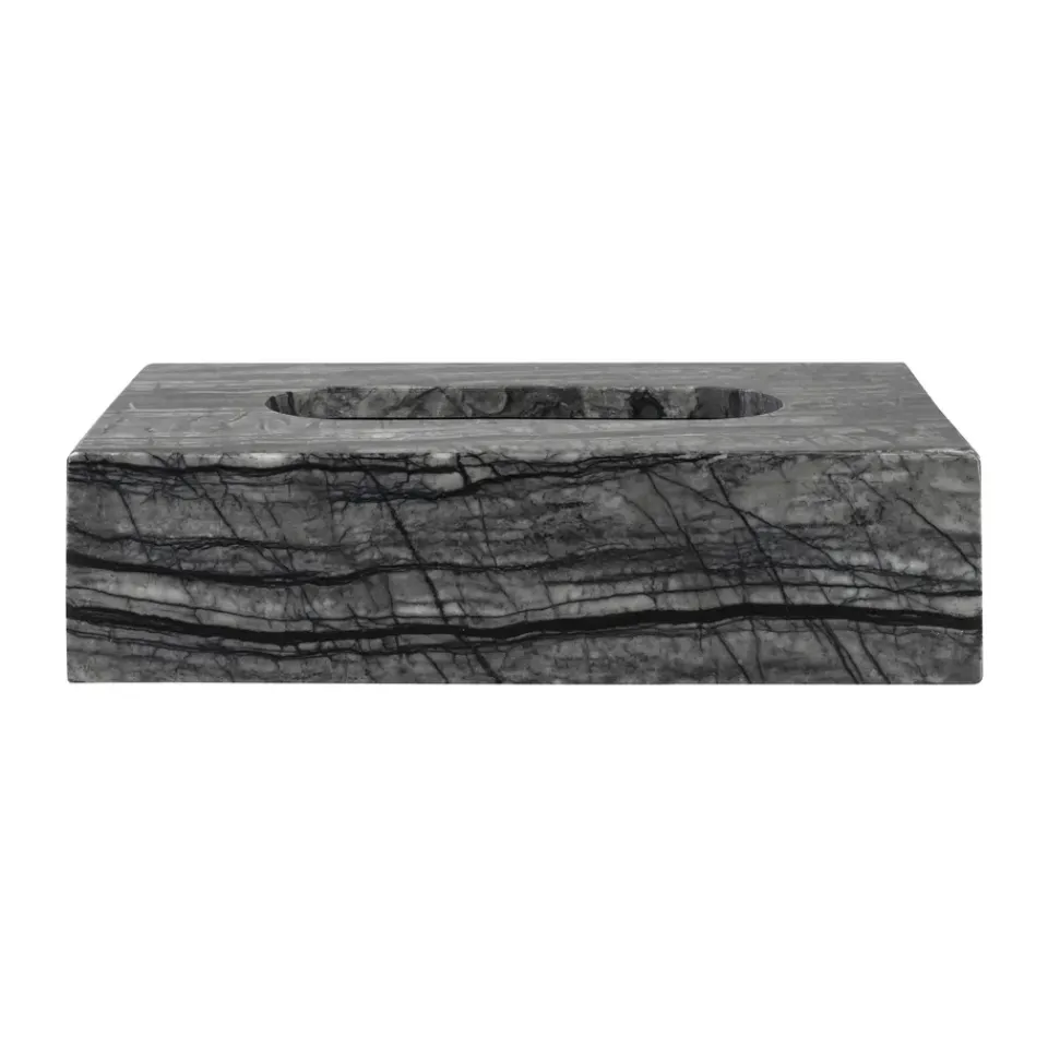 New Mette Ditmer Caja de pañuelos Marble 14x25,5 cm, Negro-gris NegroGris