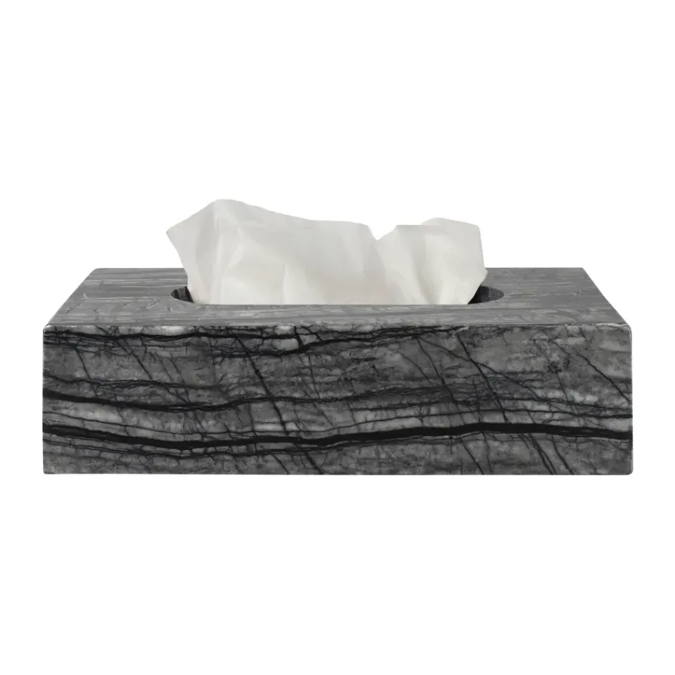 New Mette Ditmer Caja de pañuelos Marble 14x25,5 cm, Negro-gris NegroGris