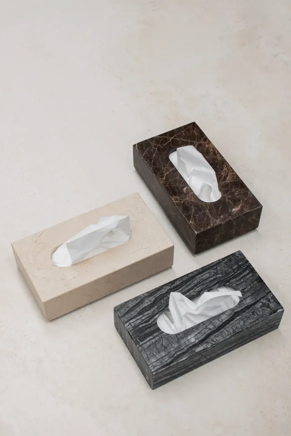 New Mette Ditmer Caja de pañuelos Marble 14x25,5 cm, Negro-gris NegroGris