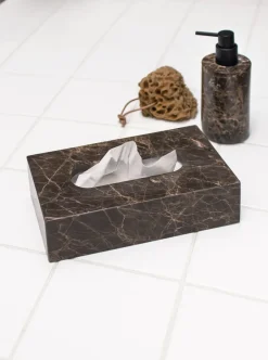 Clearance Mette Ditmer Caja de pañuelos Marble 14x25,5 cm, Marrón
