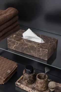 Clearance Mette Ditmer Caja de pañuelos Marble 14x25,5 cm, Marrón