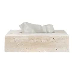 Sale Mette Ditmer Caja de pañuelos Travertine 14x25,5 cm, Linen Beige