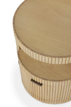 Clearance Ethnicraft Cajonera Boomerang con cerradura, Roble, Ø45 cm Beige