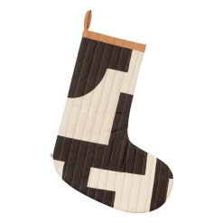 New Broste Copenhagen Calcetín de navidad Karla, Turkish coffee black NegroBeige