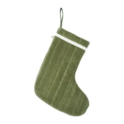 New Ferm Living Calcetín navideño Vari quilted, Velvet-khaki Verde
