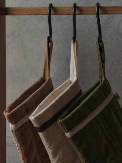 New Ferm Living Calcetín navideño Vari quilted, Velvet-khaki Verde