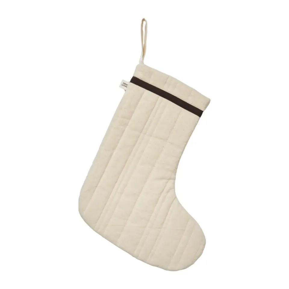 Best Ferm Living Calcetín navideño Vari quilted, Cotton-natural Beige