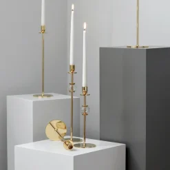 Hot Hilke Collection Candelabro Alba 40 cm, latón macizo y vidrio Color dorado