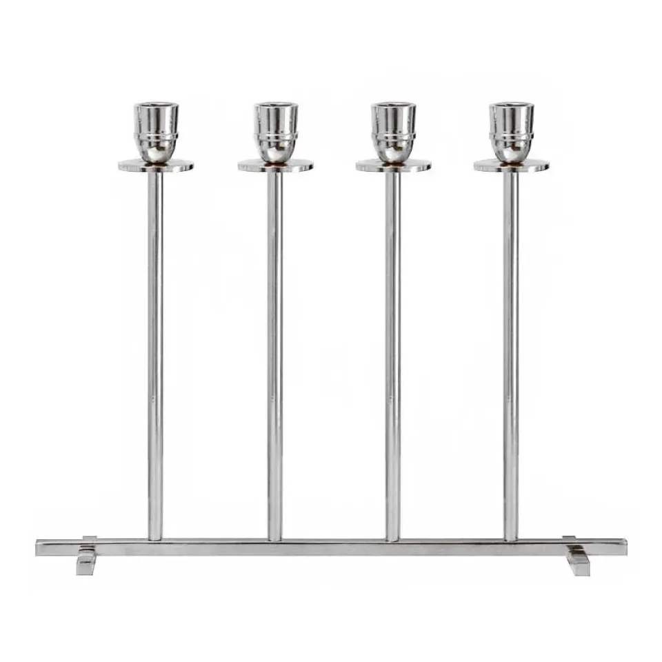 Best Hilke Collection Candelabro Alto, latón niquelado Plateado